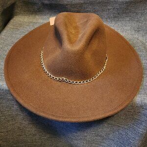 Women's Steve Madden Olive Green Felted Wool Wide Brim Fedora Hat NWT